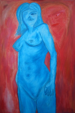 Blue Lady with shadow - oil / canvas 80 x120